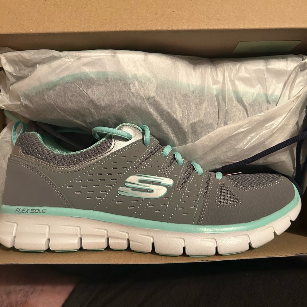 Skechers Women's Gray and Mint Sneakers Synergy Look Book